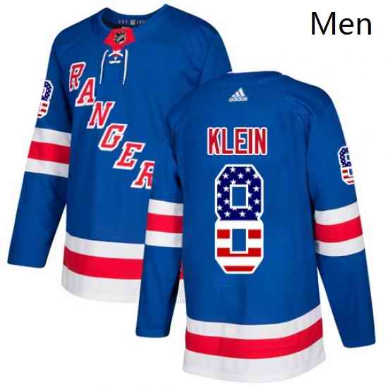 Mens Adidas New York Rangers 8 Kevin Klein Authentic Royal Blue USA Flag Fashion NHL Jersey